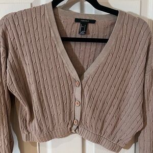 Forever 21 Women's Beige Button-Up Cardigan